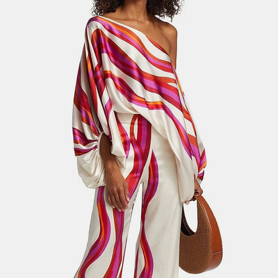 Ensemble élégant deux pièces en satin pour femme Neutre paris