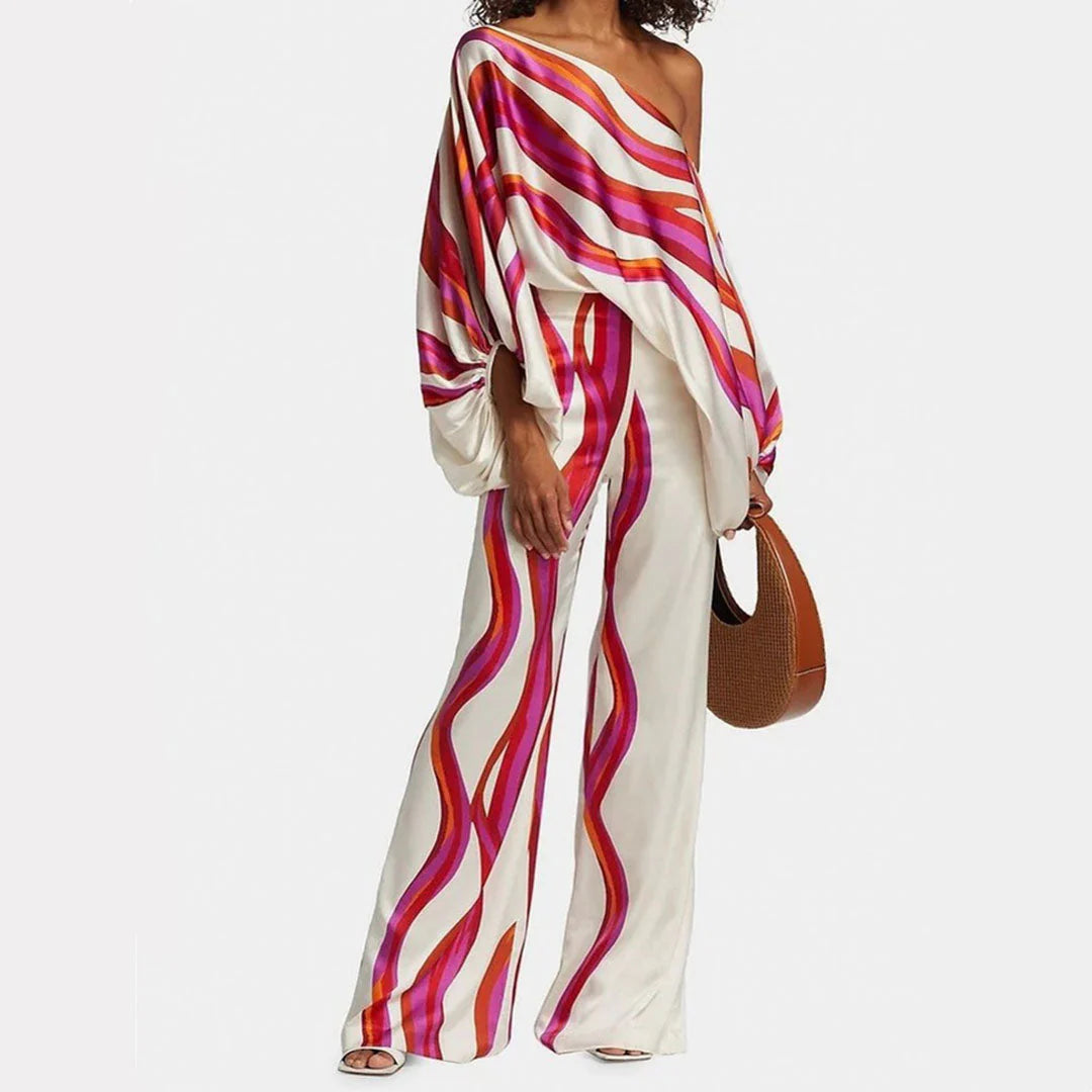 Ensemble élégant deux pièces en satin pour femme Neutre paris
