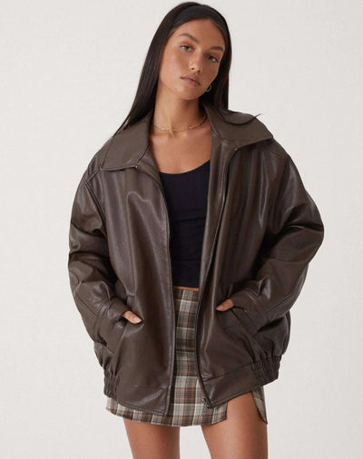 Veste ample surdimensionnée en cuir