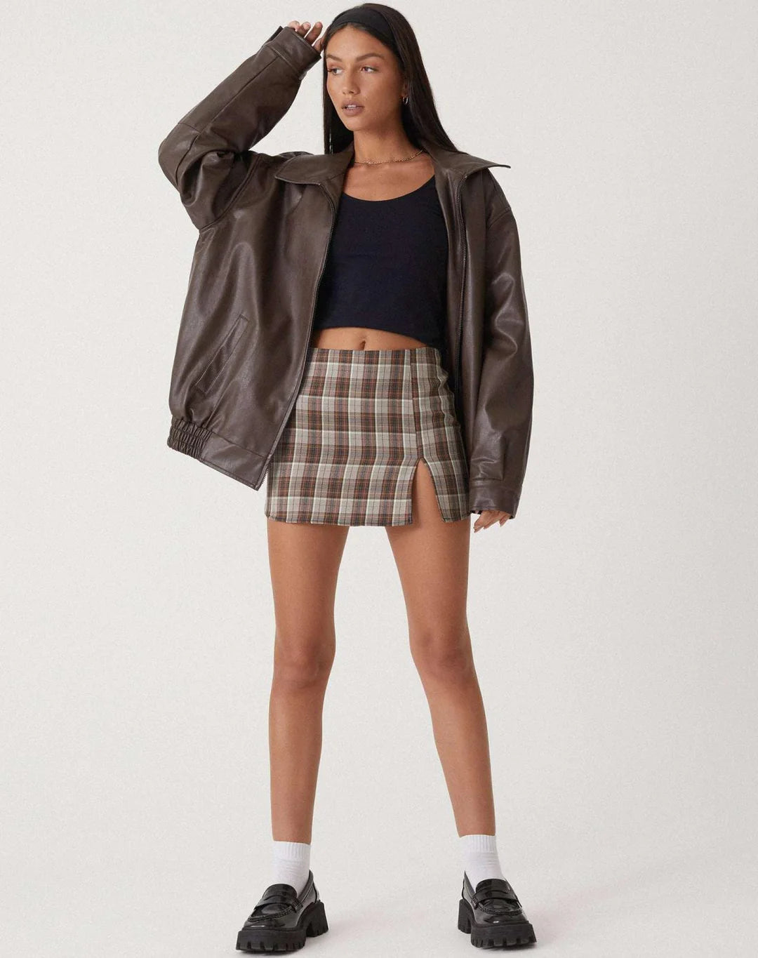 Veste ample surdimensionnée en cuir